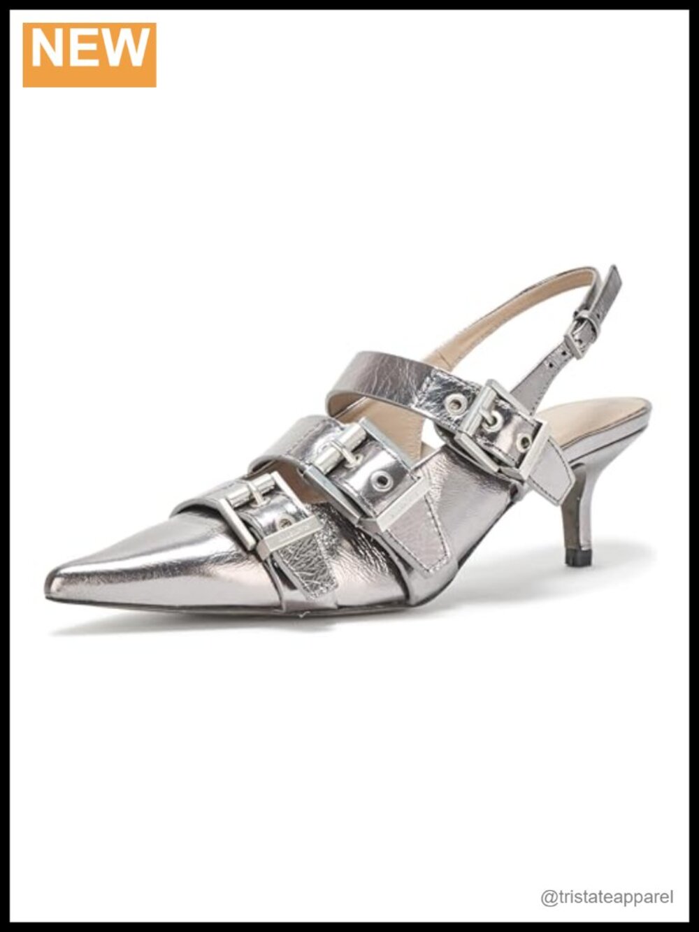 Pointed Toe Kitten Heel Buckle Pump Leather Formal Evening Shoe